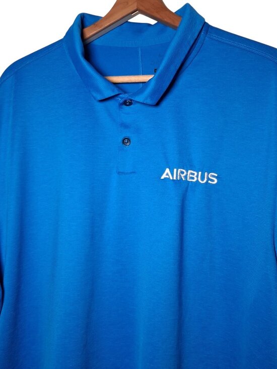 Airbus Nike Dri Fit Polo Shirt XXL Blue Stretch Performance Military Aviation